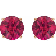 14K Rose 8 mm Lab-Grown Ruby Stud Earrings