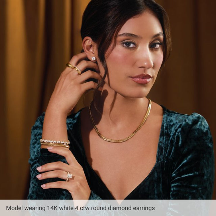 14K White 8 mm Lab-Grown Green Sapphire Stud Earrings