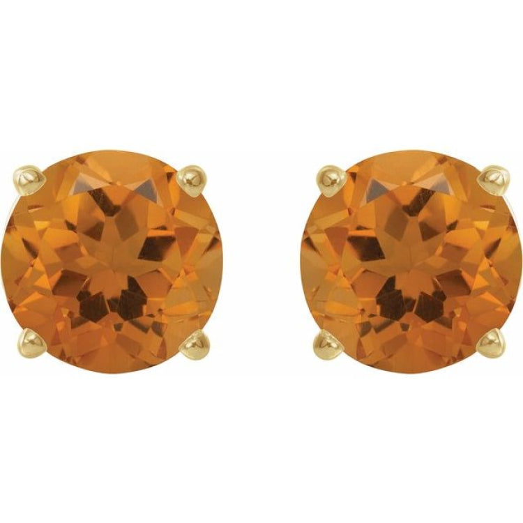 14K Yellow 8 mm Natural Citrine Stud Earrings