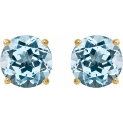 14K Yellow 8 mm Natural Sky Blue Topaz Stud Earrings