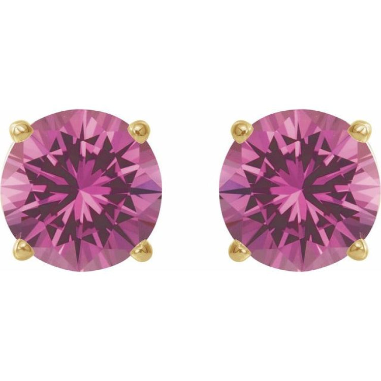 14K Yellow 8 mm Lab-Grown Pink Sapphire Stud Earrings