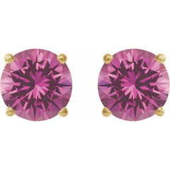 14K Yellow 8 mm Lab-Grown Pink Sapphire Stud Earrings