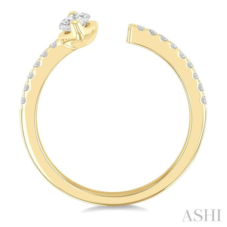 3/8 Ctw Marquise and Round Cut Diamond Fashion Open Ring in 14K Yellow Gold