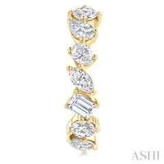 1 1/2 Ctw Scatter Mixed Diamond Cut Fashion Half Hoop Earrings in 14K Yellow Gold