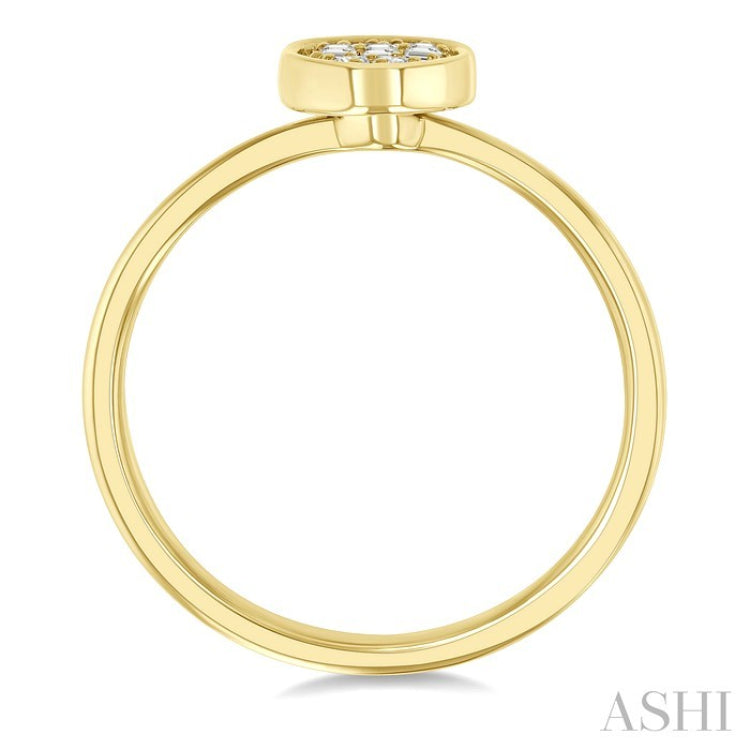 1/6 Ctw Petite Bezel Set Oval Shape Fusion Baguette and Round Cut Diamond Fashion Ring in 10K Yellow Gold