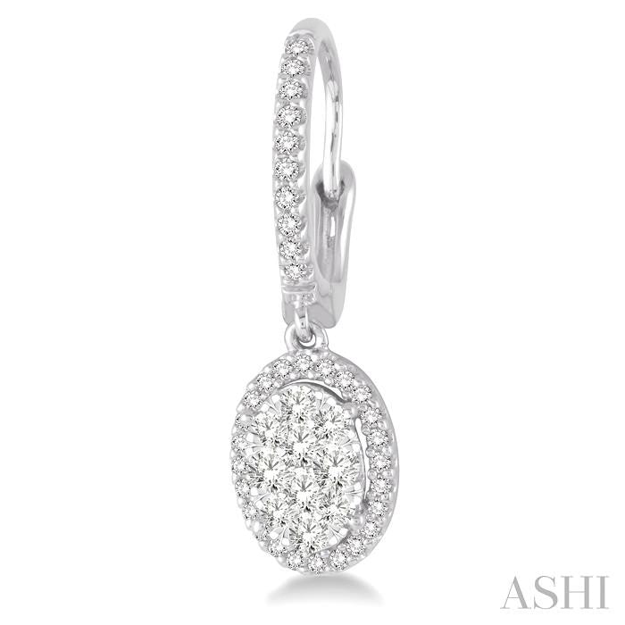 3/4 Ctw Oval Shape Diamond Lovebright Earrings in 14K White Gold