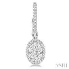 3/4 Ctw Oval Shape Diamond Lovebright Earrings in 14K White Gold