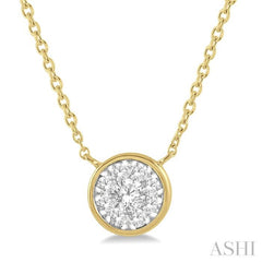 1/3 Ctw Round Shape Lovebright Diamond Pendant With Chain in 14K Yellow and White Gold