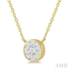 1/3 Ctw Round Shape Lovebright Diamond Pendant With Chain in 14K Yellow and White Gold