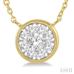 1/3 Ctw Round Shape Lovebright Diamond Pendant With Chain in 14K Yellow and White Gold