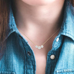 1 1/2 ctw 3-Stone Lovebright Round Cut Diamond Necklace in 14K Yellow & white Gold