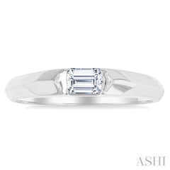 1/3 Ctw East-West Set Emerald Cut Diamond Solitaire Fashion Ring in 14K White Gold