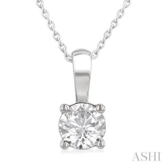 3/4 Ctw Prong Set Round Cut Diamond Solitaire Pendant With Chain in 14K White Gold