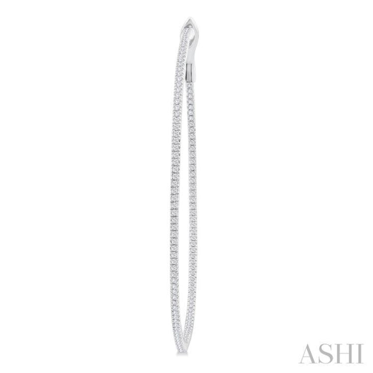 1 Ctw Inside & Outside Round Cut Diamond Hoop Earring in 14K White Gold