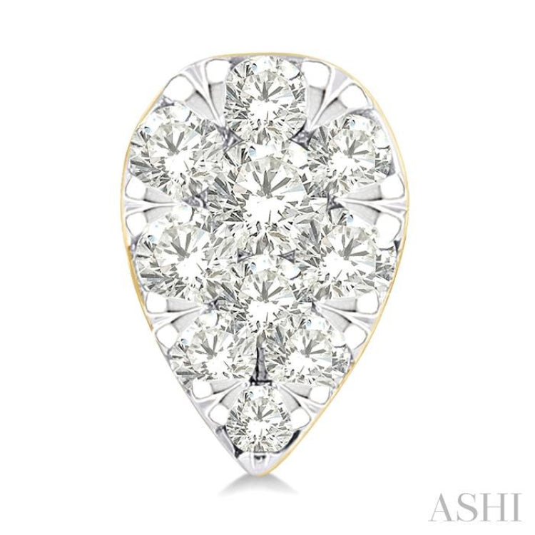 1/6 Ctw Lovebright Petite Pear Shape Round Cut Diamond Fashion Stud Earrings in 10K Yellow Gold