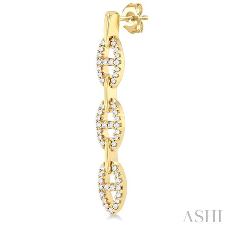 1/3 Ctw Open Window D-Link Round Cut Diamond Fashion Long Earring in 14K Yellow Gold