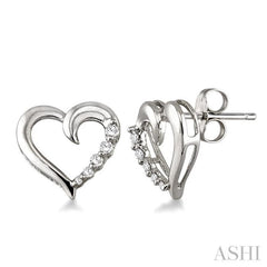 1/8 ctw Round Cut Diamond Journey Earrings in 14K White Gold