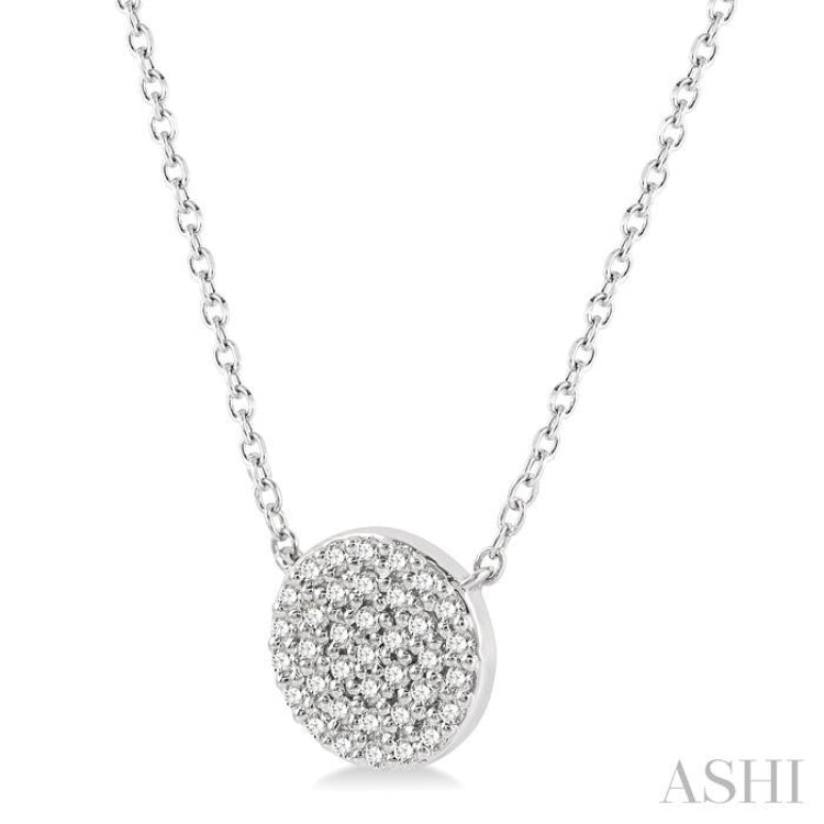 1/6 ctw Disc Round Cut Diamond Petite Pendant in 10K White Gold