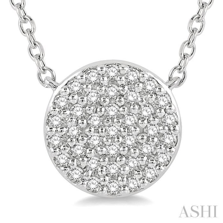 1/6 ctw Disc Round Cut Diamond Petite Pendant in 10K White Gold