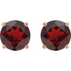 14K Rose 7 mm Natural Mozambique Garnet Stud Earrings