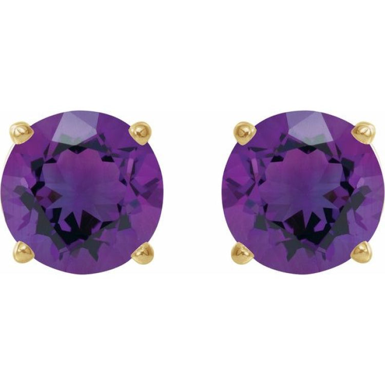 14K Yellow 7 mm Natural Amethyst Stud Earrings