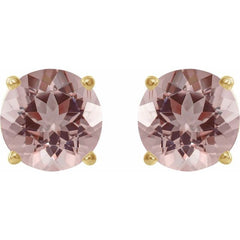 14K Yellow 7 mm Natural Pink Morganite Stud Earrings