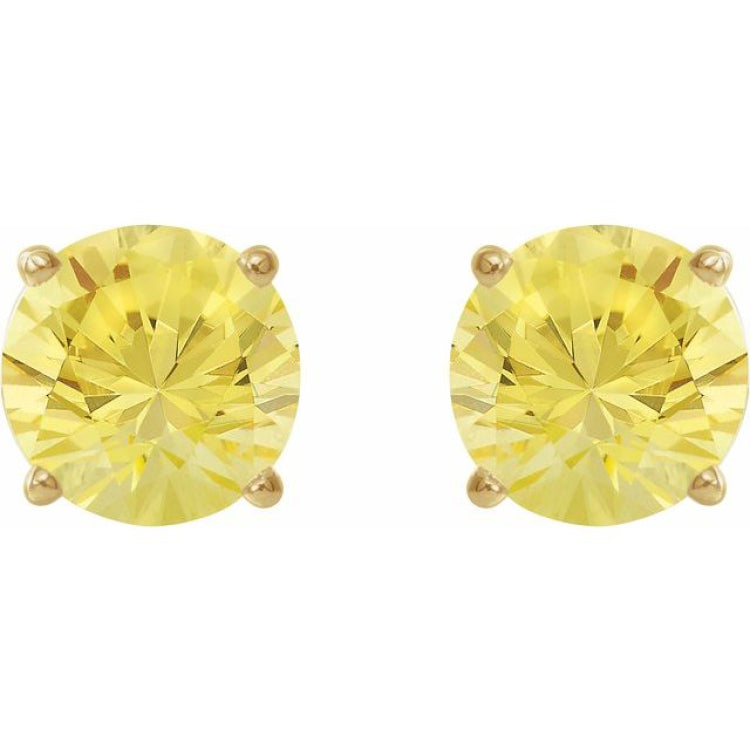 14K Yellow 7 mm Lab-Grown Yellow Sapphire Stud Earrings