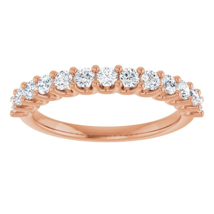 14K Rose 5/8 CTW Natural Diamond Anniversary Band