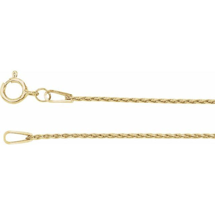 14K Yellow 1 mm Wheat 16" Chain