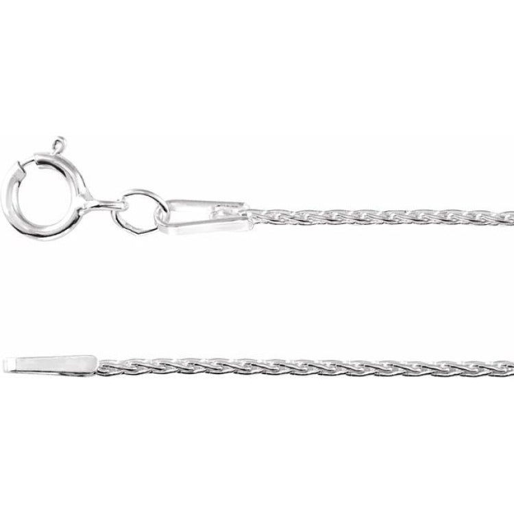 14K White 1 mm Wheat 7" Chain