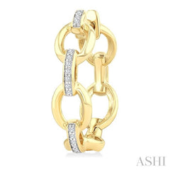 1/10 Ctw Bold Open Window Oval Shaped Round Cut Diamond Fashion Hoop Earrings in 10K Yellow Gold
