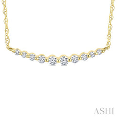 1/6 Ctw Curved Bar Round Cut Diamond Fashion Necklace in 10K Yellow Gold