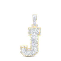 10K 1.40CT DIAMOND J INITIAL PENDANT