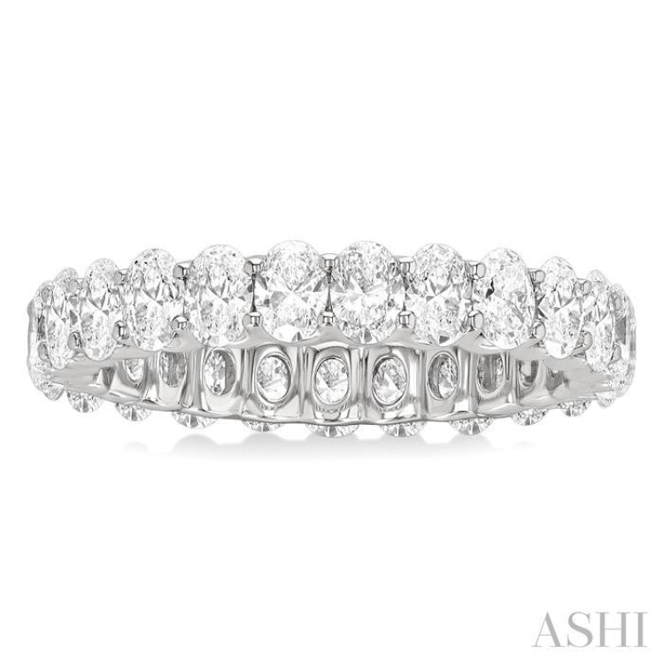 2 1/4 Ctw North-South Set Oval Cut Diamond Eternity Wedding Band in 14K White Gold