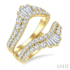 2 Ctw Baguette and Round Cut Diamond Insert Ring in 14K Yellow Gold