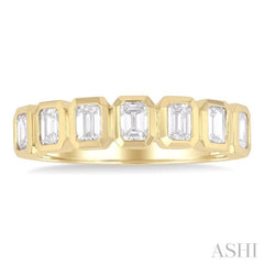1 Ctw 7-Stone Bezel Set Emerald Cut Diamond Fashion Band in 14K Yellow Gold