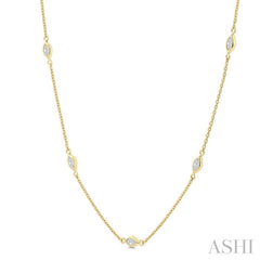 1/2 Ctw Marquise Cut Diamond Station Necklace in 14K Yellow Gold