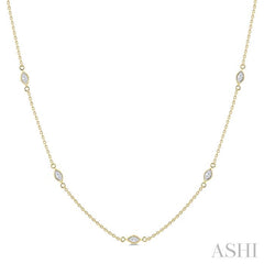1/2 Ctw Marquise Cut Diamond Station Necklace in 14K Yellow Gold