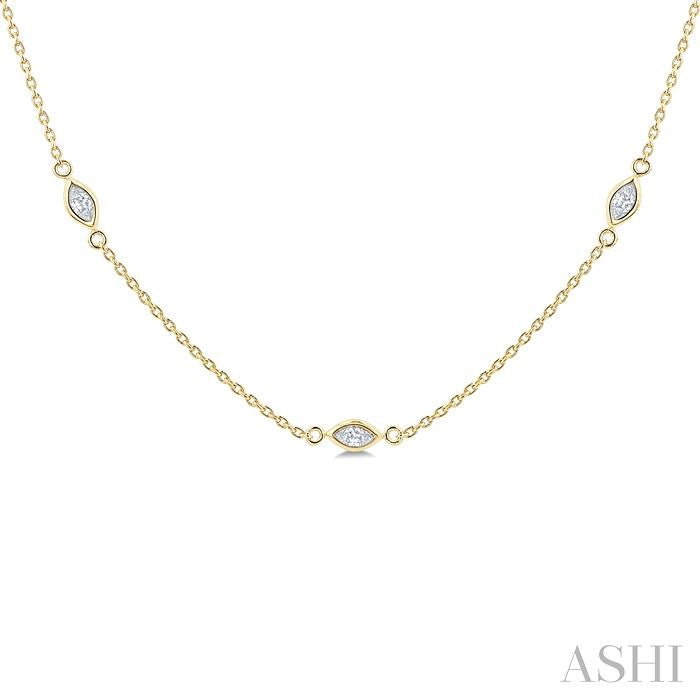 1/2 Ctw Marquise Cut Diamond Station Necklace in 14K Yellow Gold