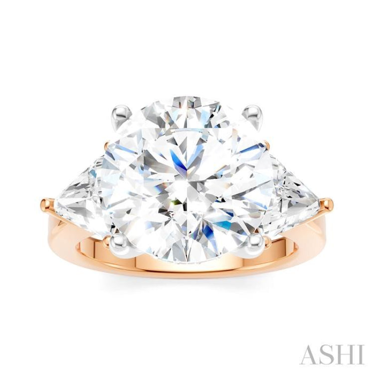 1 Ctw Circular Shape Trillion and Round Cut Diamond Semi-Mount Engagement Ring in 14K Rose and White Gold