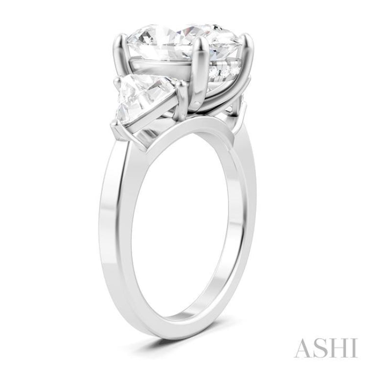 1 Ctw Oval Shape Trillion Cut & Round Cut Diamond Semi-Mount Engagement Ring in 14K White Gold
