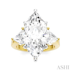 1 Ctw Marquise Shape Trillion and Round Cut Diamond Semi-Mount Engagement Ring in 14K Yellow and White Gold