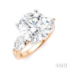 1 Ctw Tri-Mount Circular Shape Center Pear and Round Cut Diamond Semi-Mount Engagement Ring in 14K Rose and White Gold