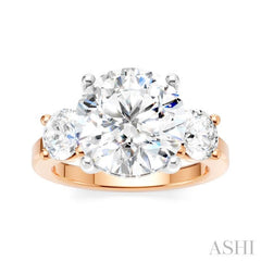 1 Ctw Tri-Mount Past, Present and Future Round Cut Diamond Semi-Mount Engagement Ring in 14K Rose and White Gold