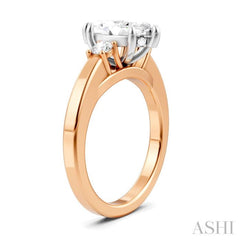 1/4 Ctw Tri-Mount Marquise Shape Center Round Cut Diamond Semi-Mount Engagement Ring in 14K Rose and White Gold