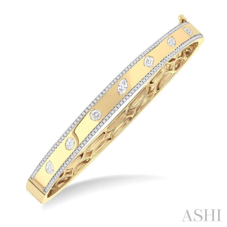 1.25CTTW MIX DM BEZEL BANGLE YG 14K-G*