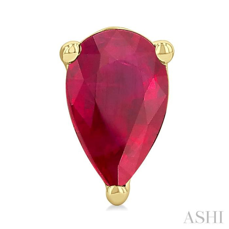 4X3 MM Pear Shape Ruby Precious Stud Earrings in 14K Yellow Gold