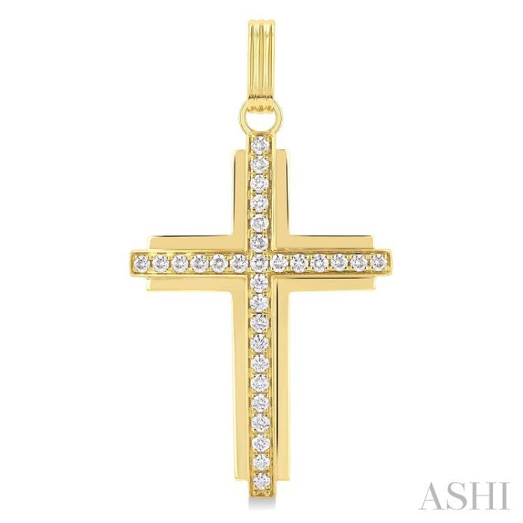 1.00 ctw Round Cut Diamond Cross Pendant in 14K Yellow Gold