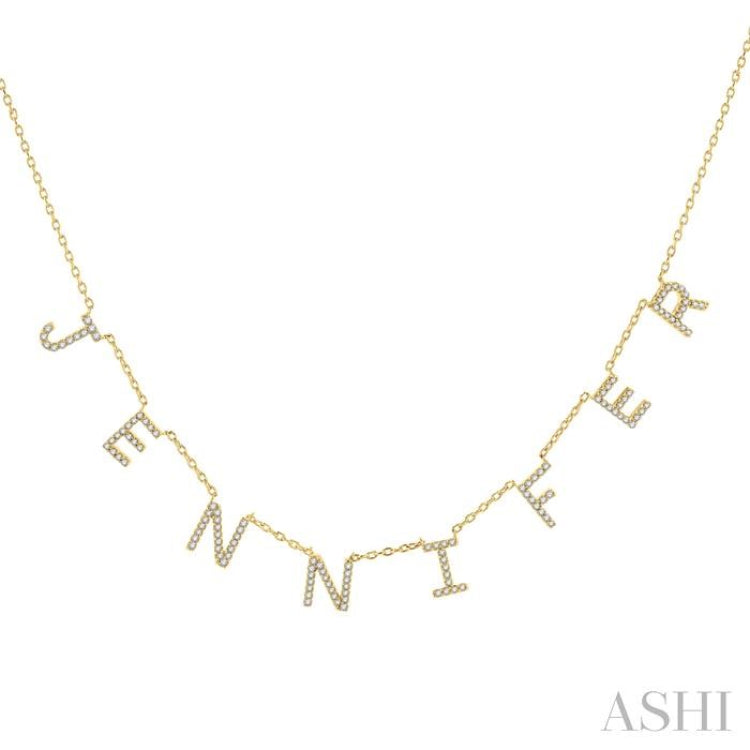 1/3 Ctw 'JENNIFER'  Space Name Diamond Necklace in 10K Yellow Gold