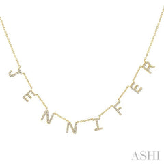 1/3 Ctw 'JENNIFER'  Space Name Diamond Necklace in 10K Yellow Gold